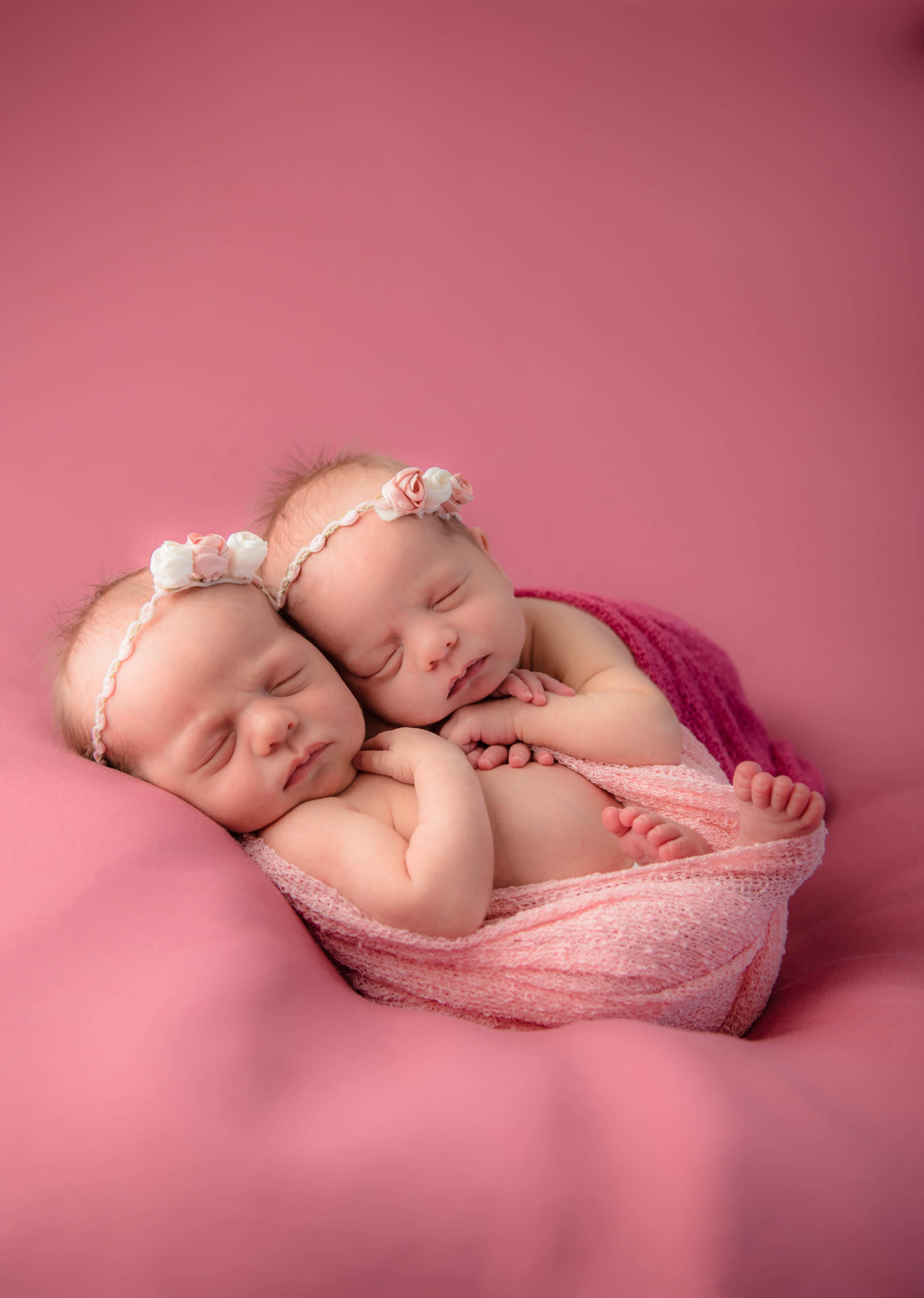 Twins in Pink Asleep Together Mishawaka Indiana Professional Pictures