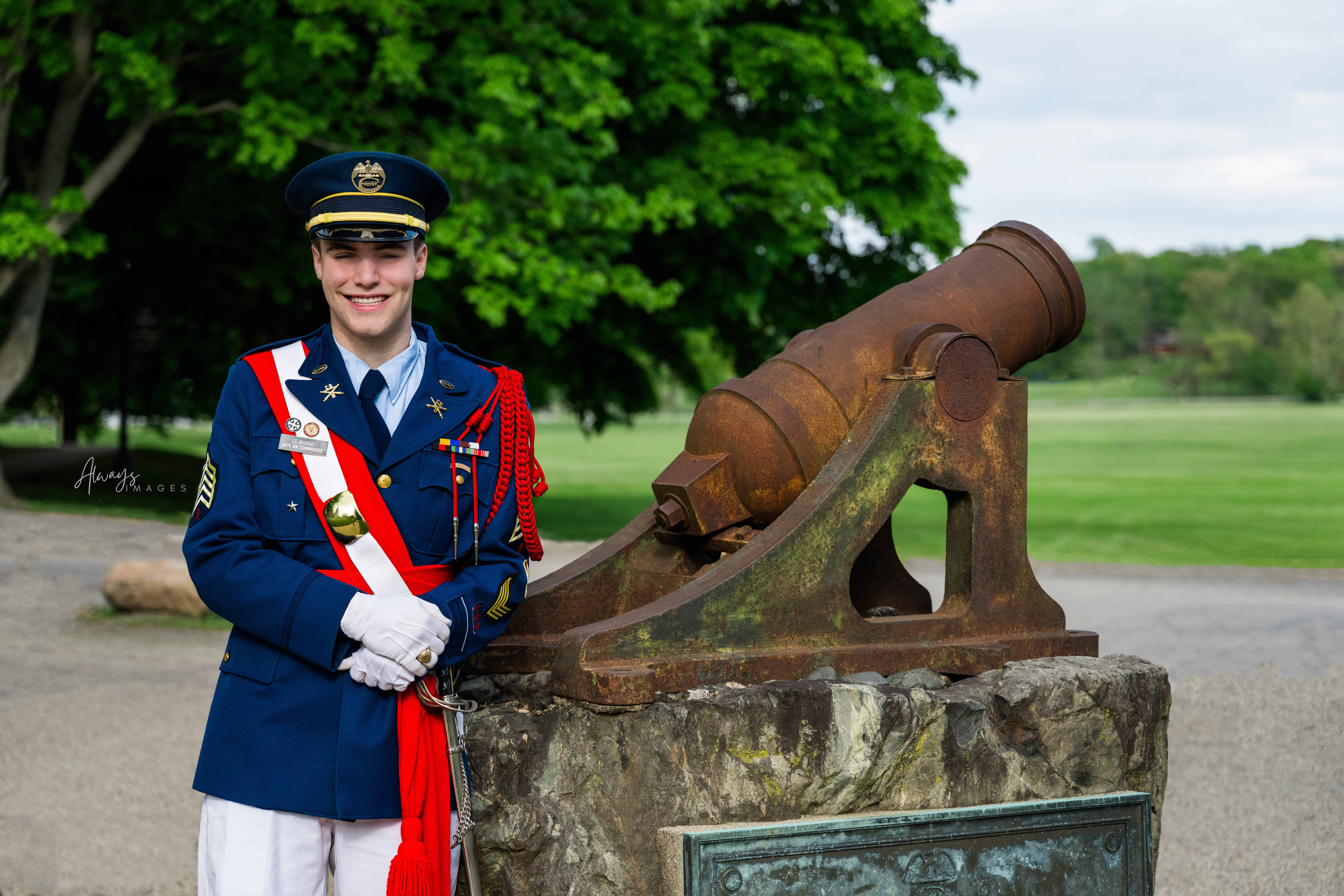 Culver Military Academy Senior Portrait Battery near Canon on Culver Academies campus.